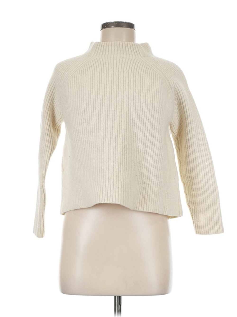 Demylee Cream Ribbed Knit Women's Sweater - Classic Pullover